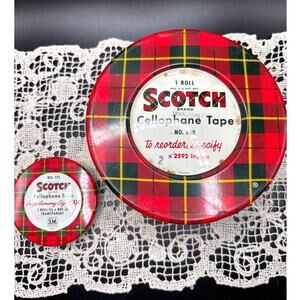 SCOTCH Cellophane Tape Tins No 600 & No 175 Empty Lot of 2 Tins Collectible